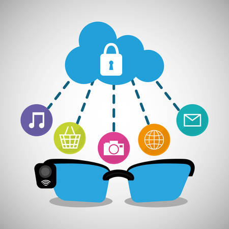 wearable technology glasses cloud security media vector illustration eps 10のイラスト素材