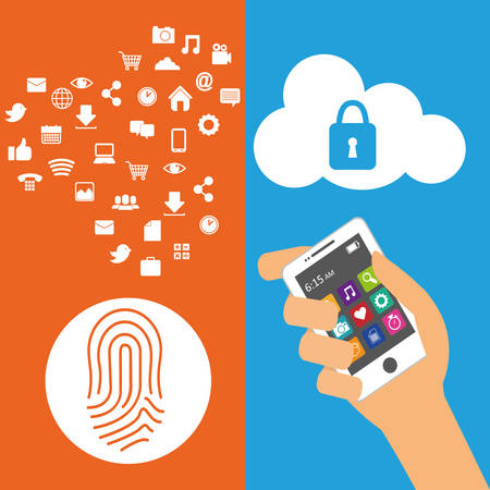 wearable technology security cloud information vector illustration eps 10のイラスト素材