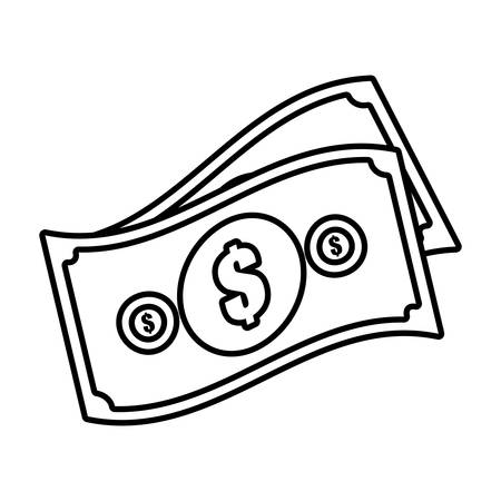 money bills cash dollar design outline vector illustration eps 10のイラスト素材