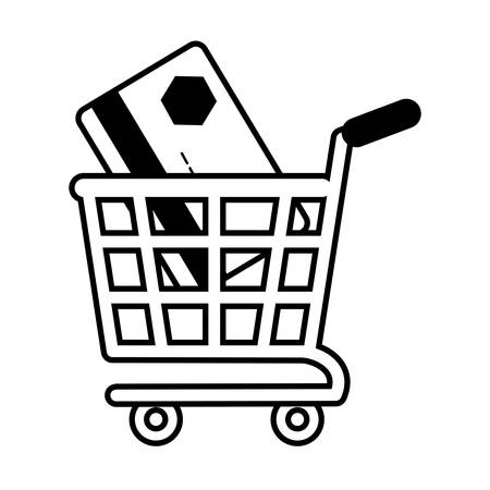 shopping cart online credit card bank outline vector illustration eps 10のイラスト素材