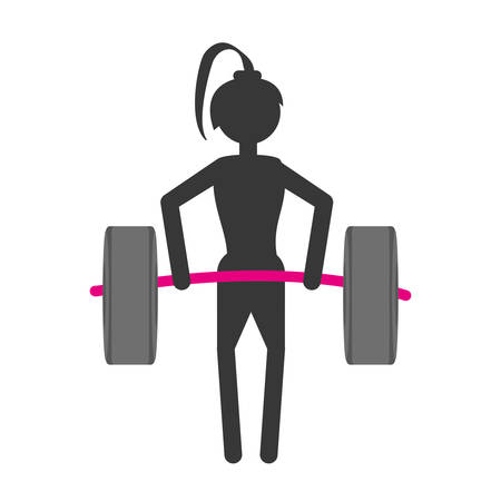 silhouette girl lifting barbell fitness gym vector illustration eps 10のイラスト素材
