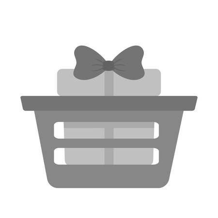 basket shop with gift box ribbon gray color vector illustration eps 10のイラスト素材