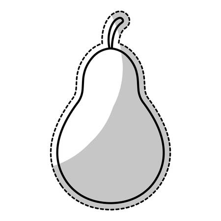 sticker of pear fruit with tape measure icon over white background. healthy food design. vector illustrationのイラスト素材