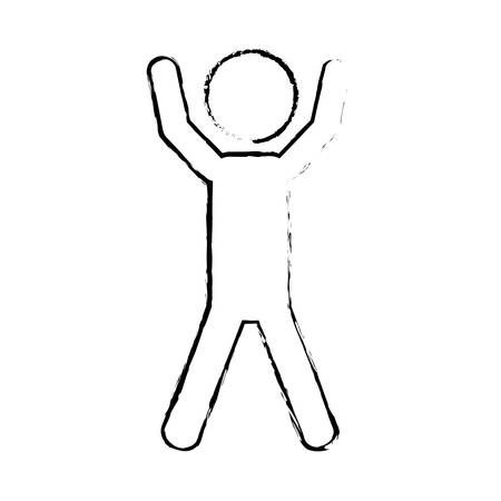 figure of person with arms up over white background. vector illustrationのイラスト素材