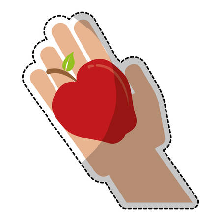 apple with hand fruit icon image vector illustration designのイラスト素材