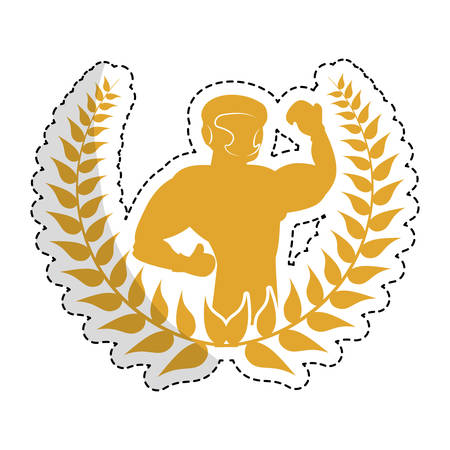 fitman flexing emblem icon image vector illustration designのイラスト素材