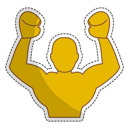 victourious male boxer silhouette boxing icon image vector illustration designのイラスト素材