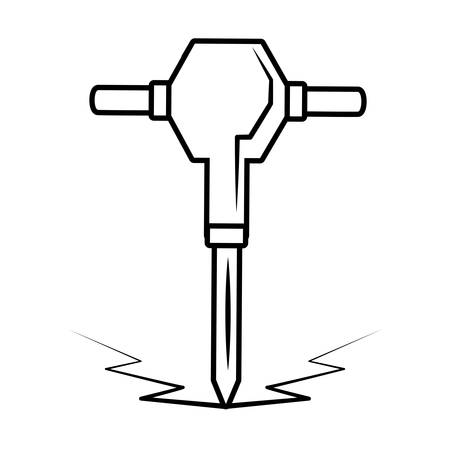 jackhammer electric tool construction outline vector illustration eps 10のイラスト素材