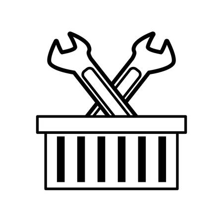 steel spanner toolkit box repair outline vector illustration eps 10のイラスト素材