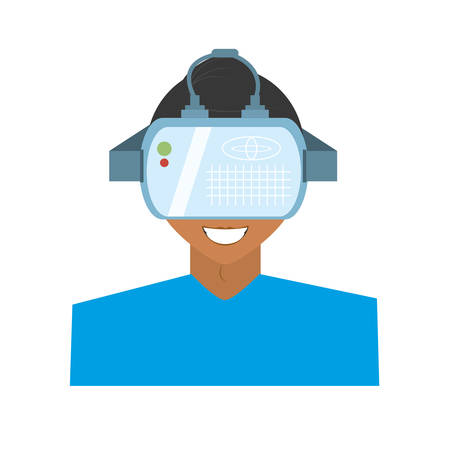 character young man virtual reality glasses technology new vector illustration eps 10のイラスト素材