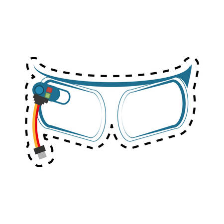 ar glasses virtual reality device technology design cut line vector illustration epsのイラスト素材
