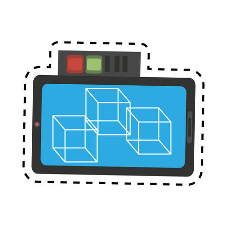 vr smartphone online 3d model 360 design cut line vector illustration epsのイラスト素材