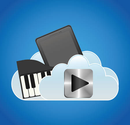 mobile music smartphone cloud piano vector illustration eps 10のイラスト素材