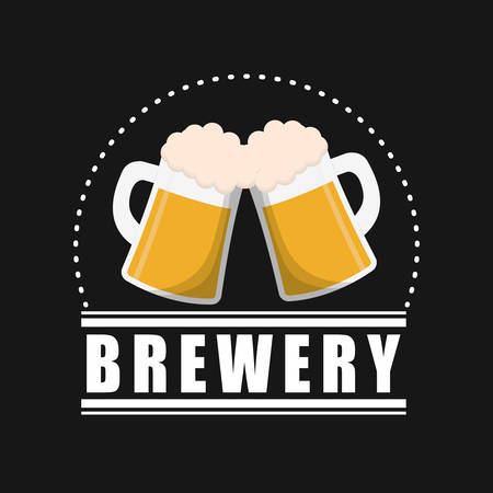mugs beer brewery poster black background vector illustration eps 10のイラスト素材