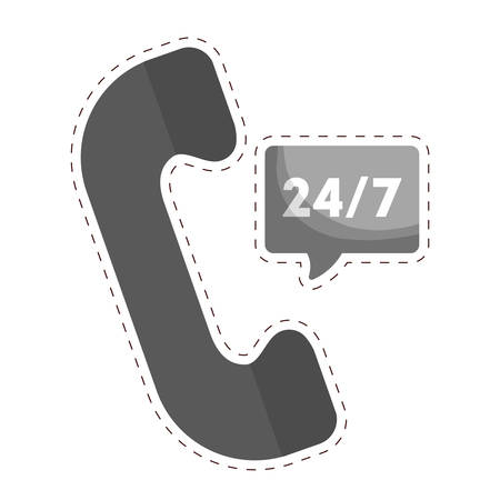 analog telephone 24 7 service  icon image vector illustration designのイラスト素材