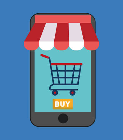 cellphone with online shopping related icons image vector illustration designのイラスト素材