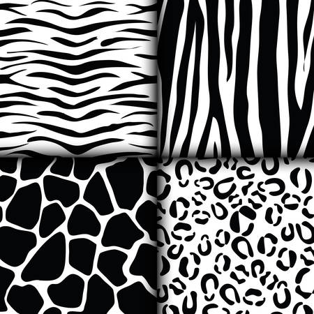 assorted animal print tiger giraffe zebra leopard pattern image vector illustration designのイラスト素材