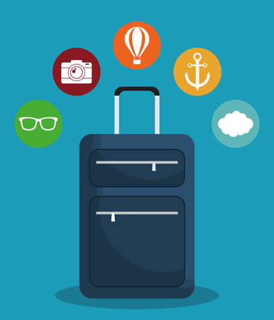 suitcase with travel related icons image vector illustration designのイラスト素材