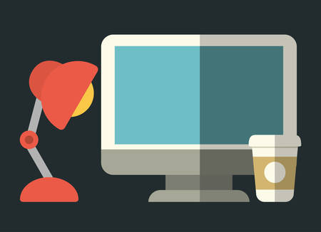 computer with office workplace related icons image vector illustration designのイラスト素材