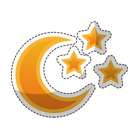sticker of moon and stars icon over white background. colorful  design. vector illustrationのイラスト素材