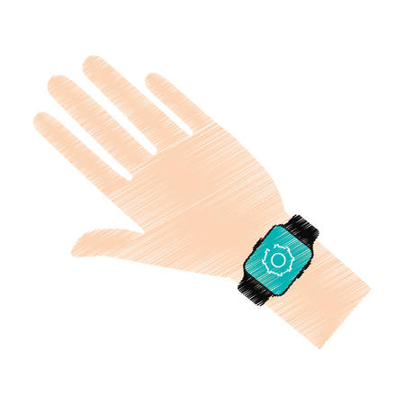 hand with smart watch trendy wearable technology vector illustration eps 10のイラスト素材
