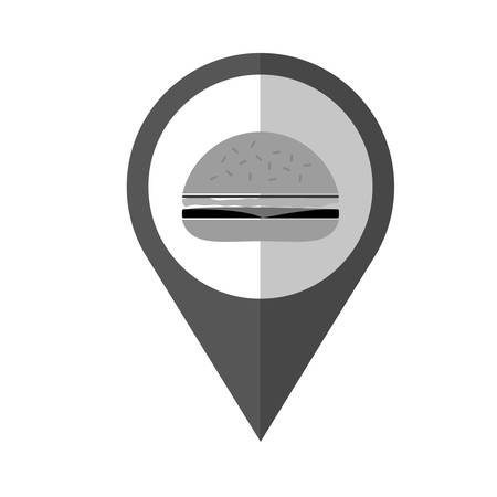 pin with hamburger icon over white background. fast food concept. vector illustrationのイラスト素材