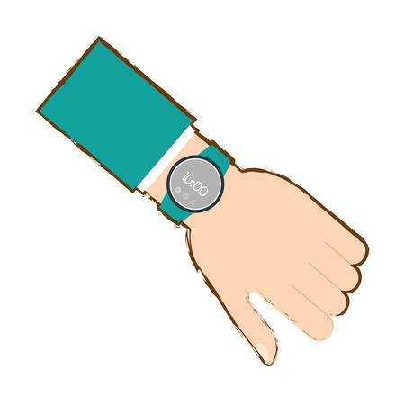 hand with smart watch timer technology vector illustration eps 10のイラスト素材