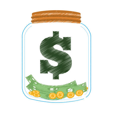 hand draw money saving glass color vector illustration eps 10のイラスト素材