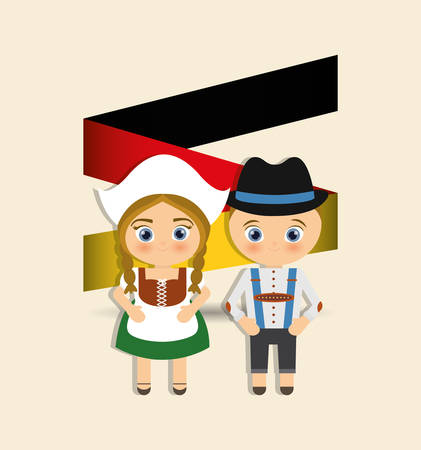 german oktoberfest cartoon icon vector illustration graphic designのイラスト素材