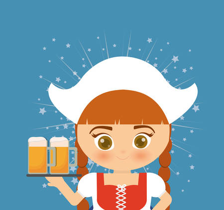 german oktoberfest cartoon icon vector illustration graphic designのイラスト素材