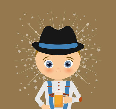 german oktoberfest cartoon icon vector illustration graphic designのイラスト素材