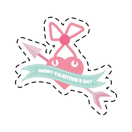 happy valentines day card heart arrow cut line vector illustration eps 10のイラスト素材
