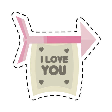 happy valentines day card arrows with banner cut line vector illustration eps 10のイラスト素材