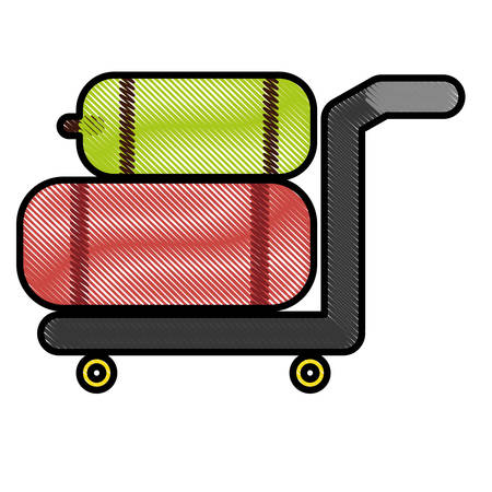 hand cart with luggage, icon over white background. colorful and sketch design. vector illustrationのイラスト素材
