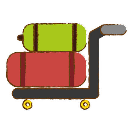 hand cart with luggage, icon over white background. colorful design. vector illustrationのイラスト素材