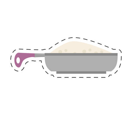 frying pan kitchen and cooking utensils cut line vector illustration eps 10のイラスト素材
