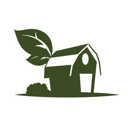 farm emblem with barn icon over white background. colorful design. vector illustrationのイラスト素材
