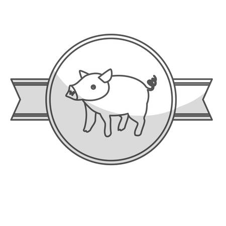 seal stamp with pig icon. farm animals design. vector illustrationのイラスト素材