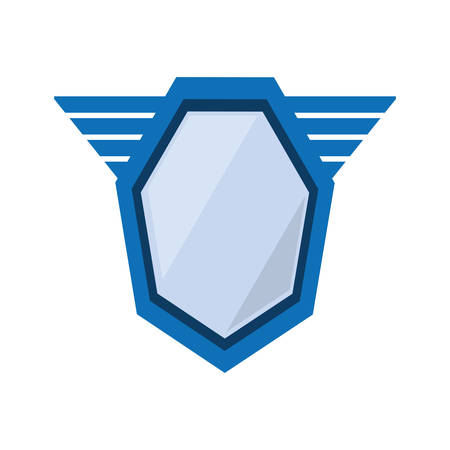 blue shield emblem winged shape geometric badge vector illustration eps 10のイラスト素材