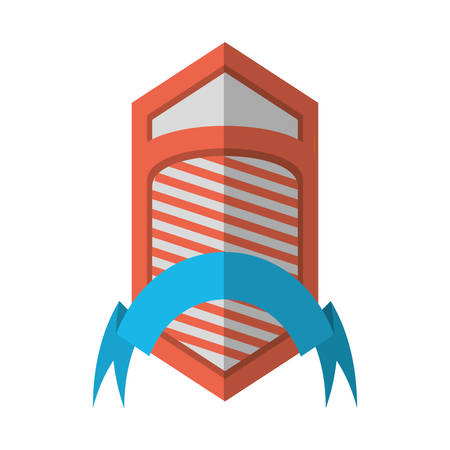 shield emblem stripes blue ribbon shadow vector illustration eps 10のイラスト素材
