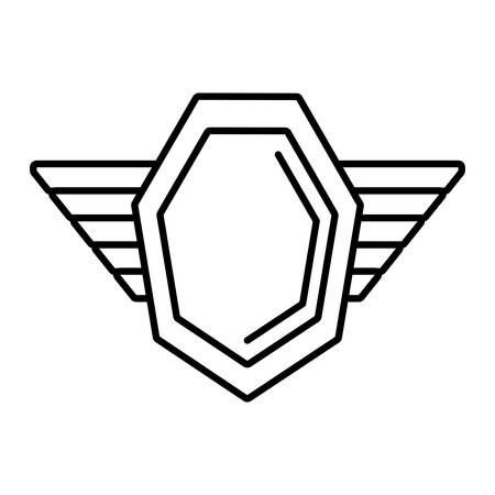 hexagon shield protection badge winged outline empty vector illustration eps 10のイラスト素材