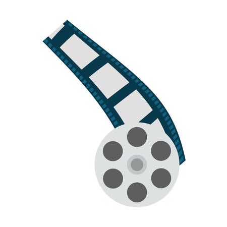 film strip and reel icon over white background. entertainment and technology design. vector illustrationのイラスト素材