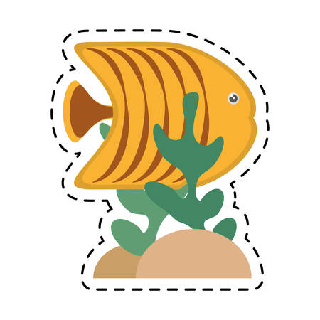 yellow butterfly fish aquarium coral vector illustration eps 10のイラスト素材