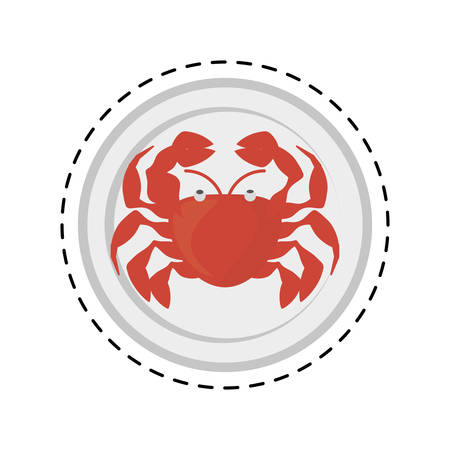 crab sealife crustacean food animal dish line dotted vector illustration eps 10のイラスト素材