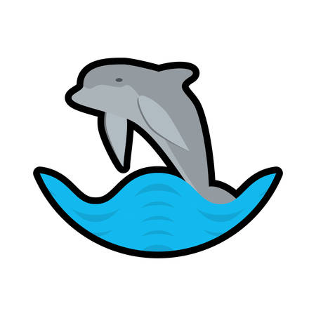 dolphin ocean fish friendly wave stamp vector illustration eps 10のイラスト素材