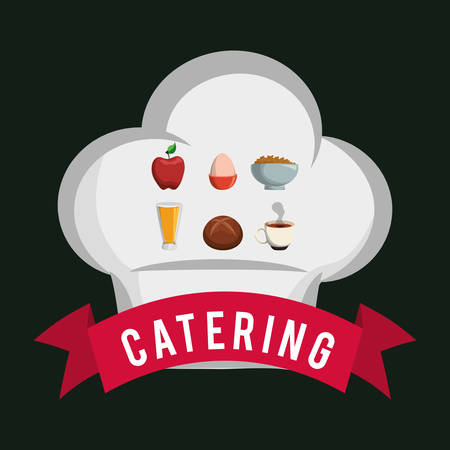 catering food service chef hat shape breakfast poster vector illustration eps 10のイラスト素材