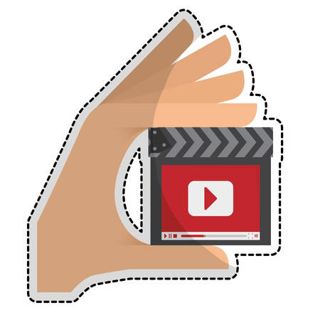 clapboard movie or video related icon image sticker vector illustration designのイラスト素材