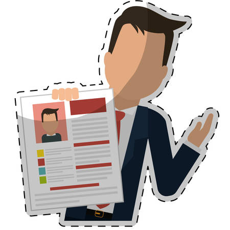 businessman with curriculum vitae page over white background. colorful design. vector illustrationのイラスト素材