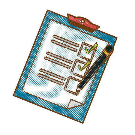 checklist and pen icon over white background. vector illustrationのイラスト素材