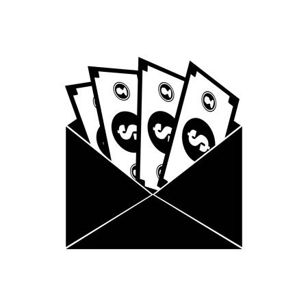 envelope with money bills over white background. vector illustrationのイラスト素材